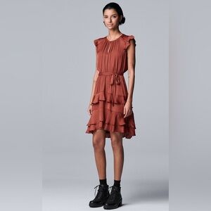 Simply Vera Vera Wang Tiered Ruffle Dress Knee Length Plus Size Romantic Ruffles